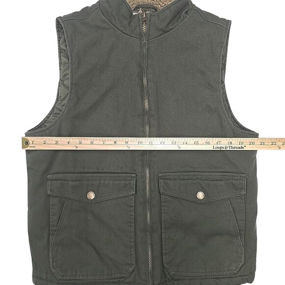 Weatherproof Men's Heritage Brand Workwear Vests Sz M Green Canvas Sherpa Collar - Picture 8 of 10